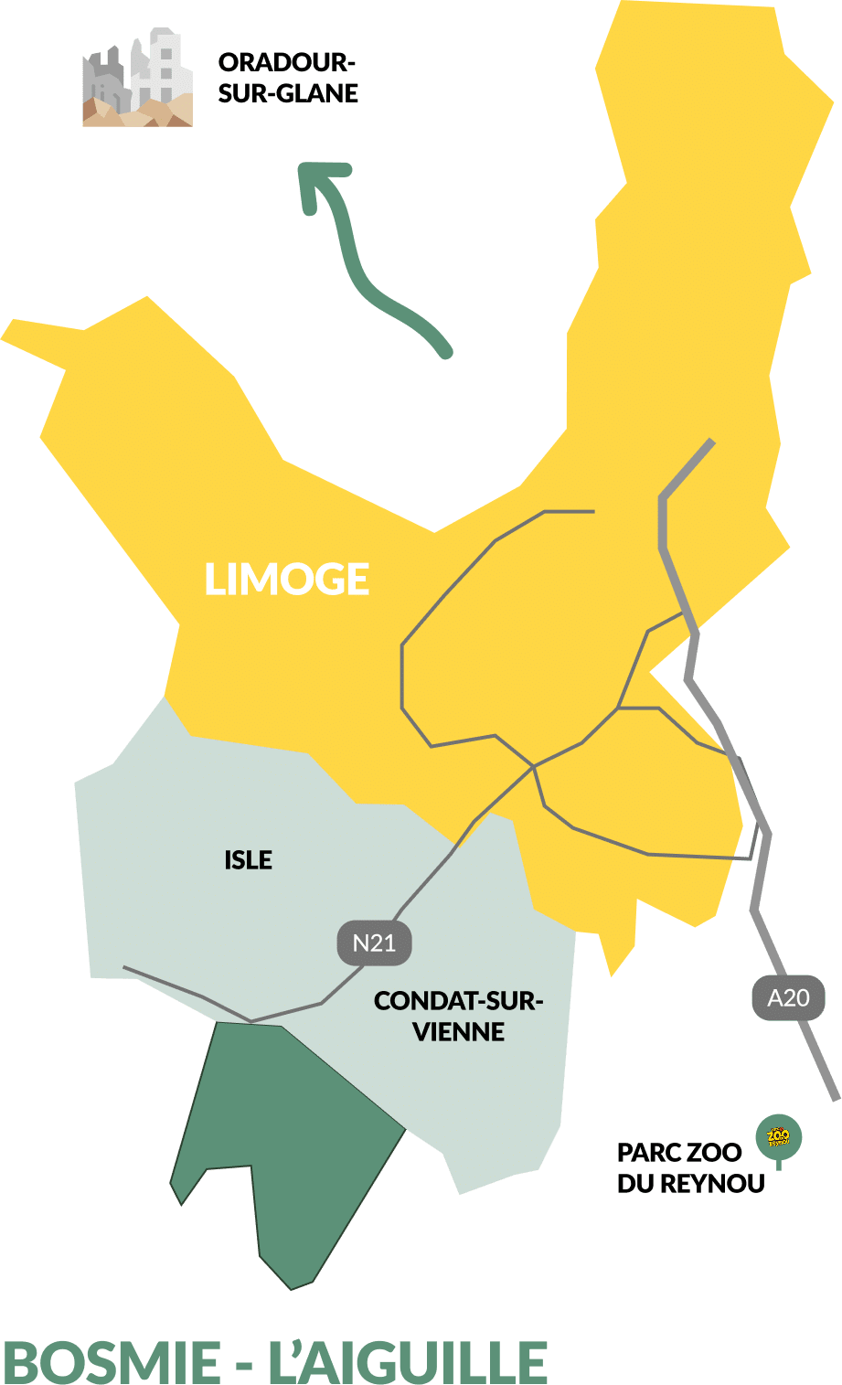 Carte de Bosmie-l'Aiguille et de ses environs